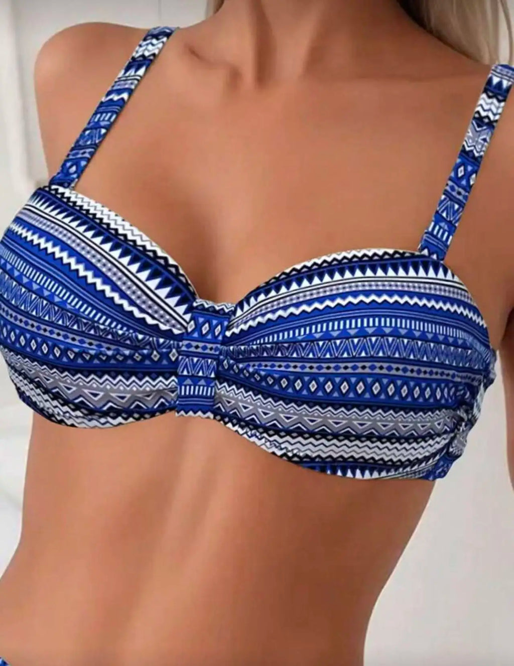Women's Strappy High Waist Striped Bikini | Drawstring Swimwear