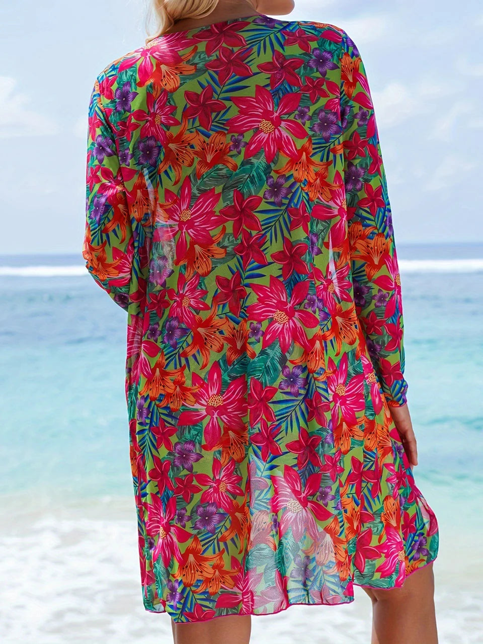 Tie Dye 3 Piece Bikini Set with Shorts - Drawstring Front High Waist Swimwear