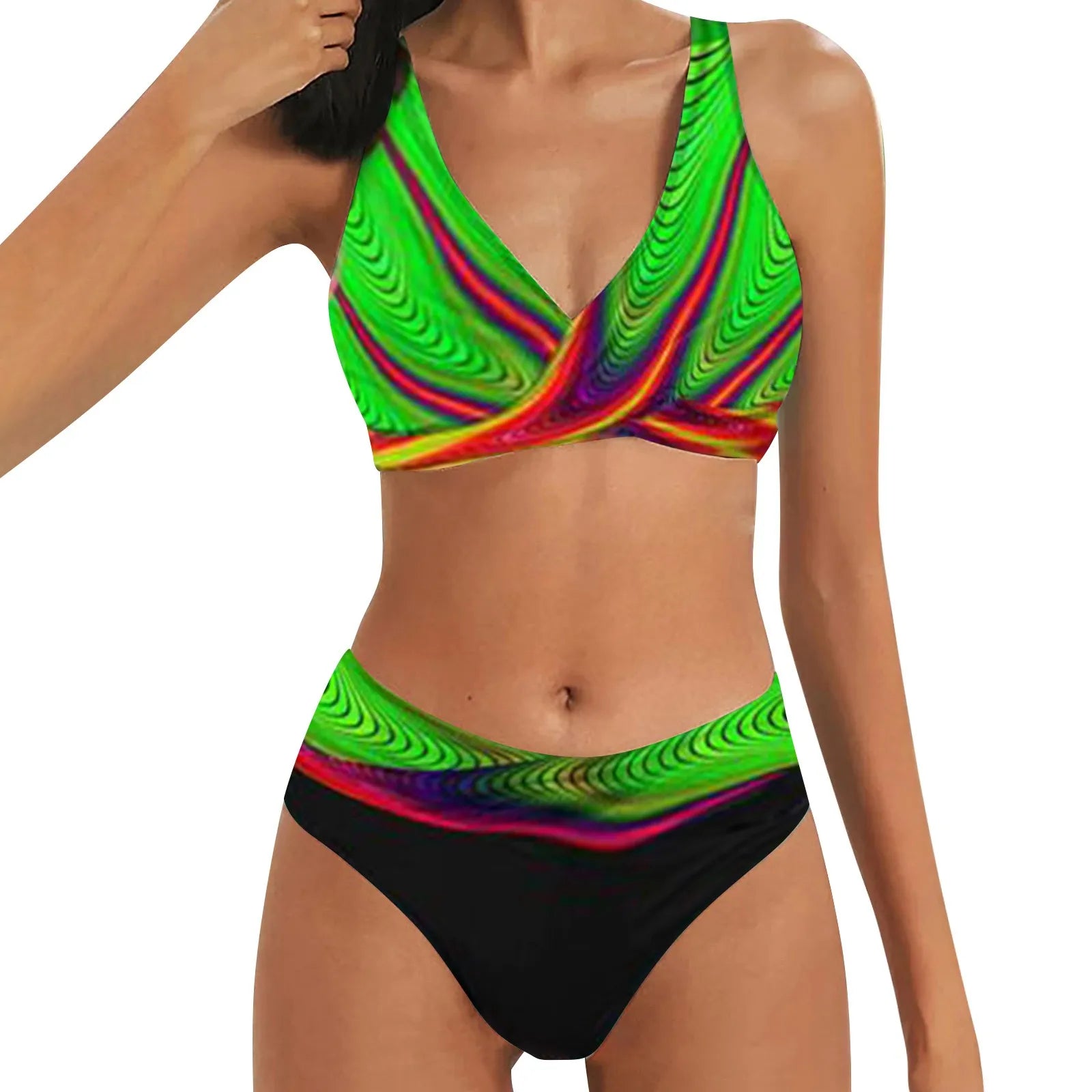 Color Block High Waist Bikini Set | Sexy Brazilian Swimsuit for Women