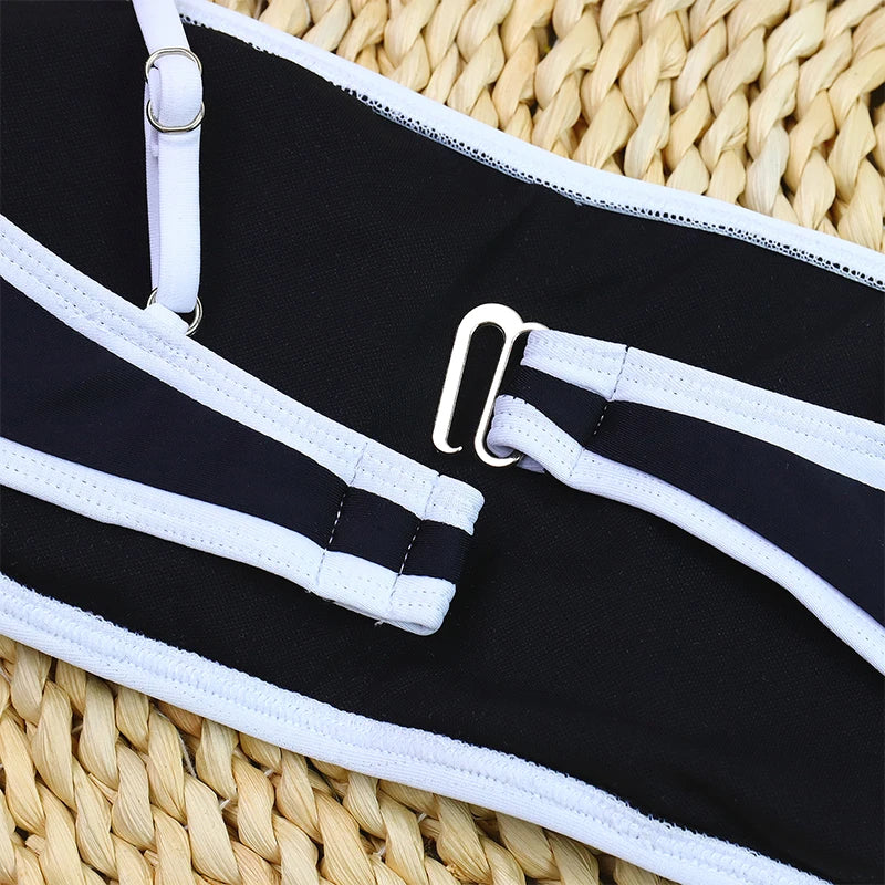 Women's High Waist Ribbed Bikini Set | Two-Piece Swimwear with Shorts