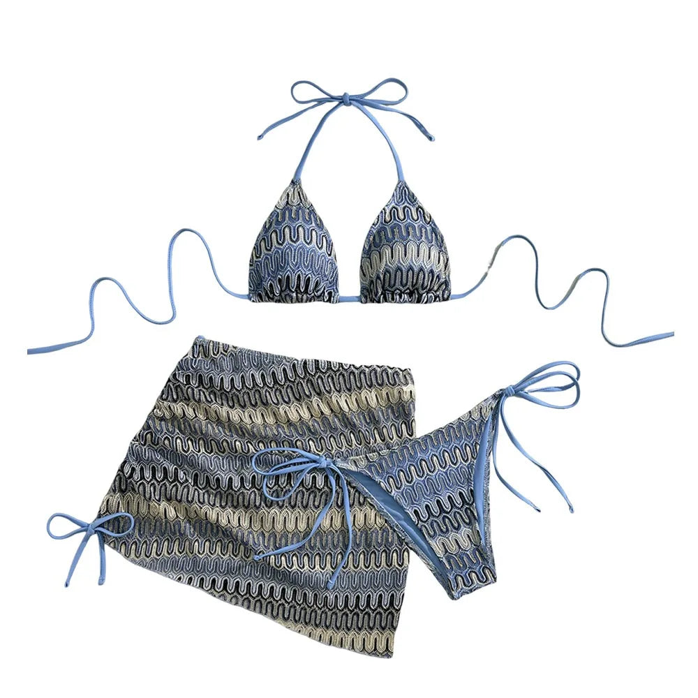 Women's 3-Piece Brazilian Bikini Set | Halter Swimwear for Summer Beach