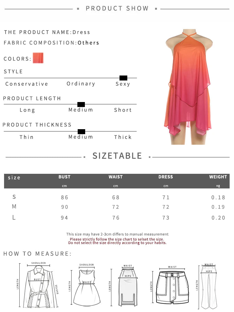 Kliou Women's Gradient Halter Mini Dress | Backless Bodycon Beach Party Dress