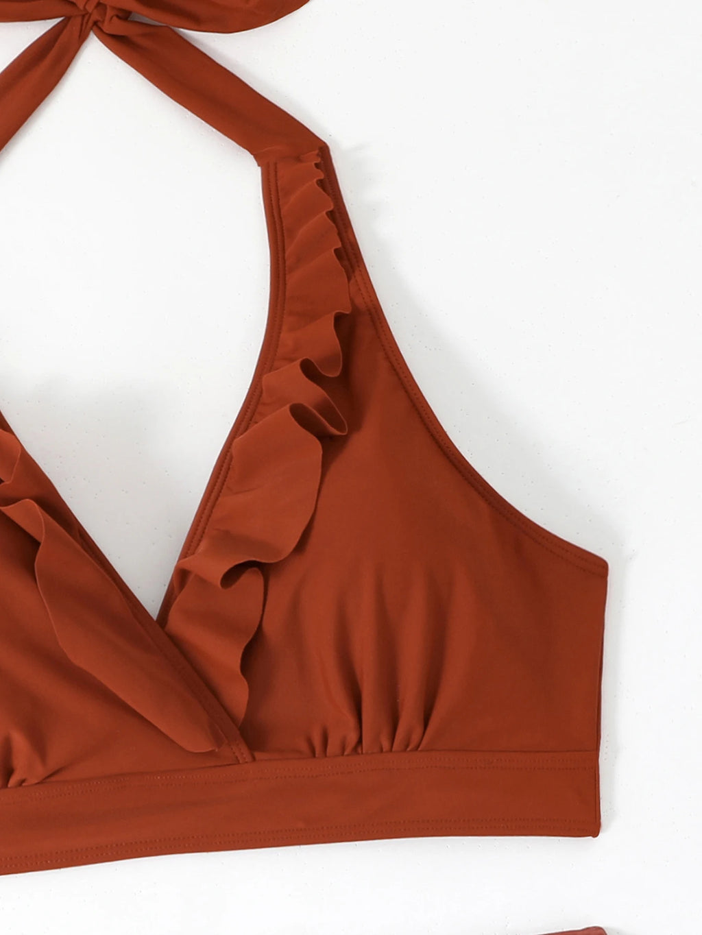 Women's High Waist Bikini Set | Padded Halter Top with Ruffle Trim | Sexy Swimwear