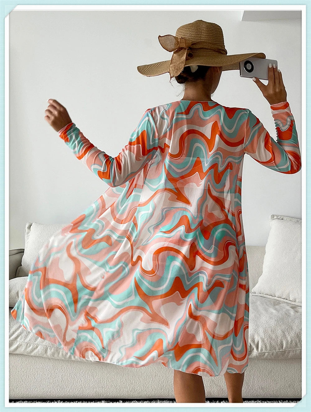 Sexy Printed 3 Piece Bikini Set - High Waist Swimsuit with Cover Up for Women