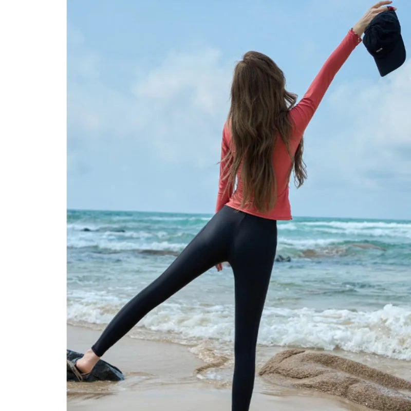 Women's 2-Piece Long Sleeve Rash Guard Set | UV Sun Protection Swim Top & Bottoms