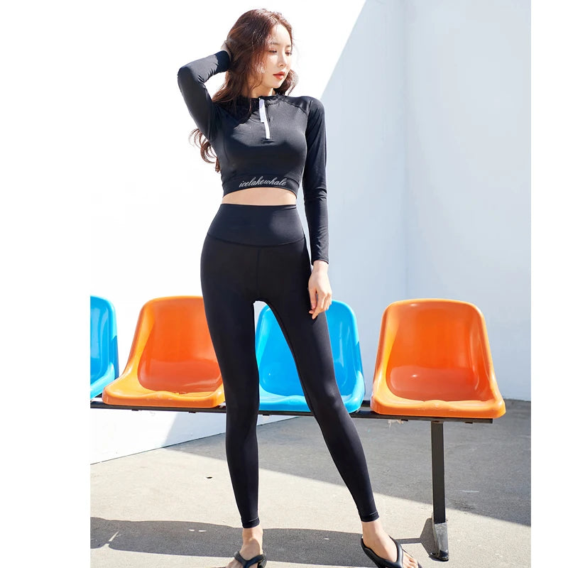 Women's Long Sleeve Rash Guard Swimsuit | UPF Sun Protection Beach Wear