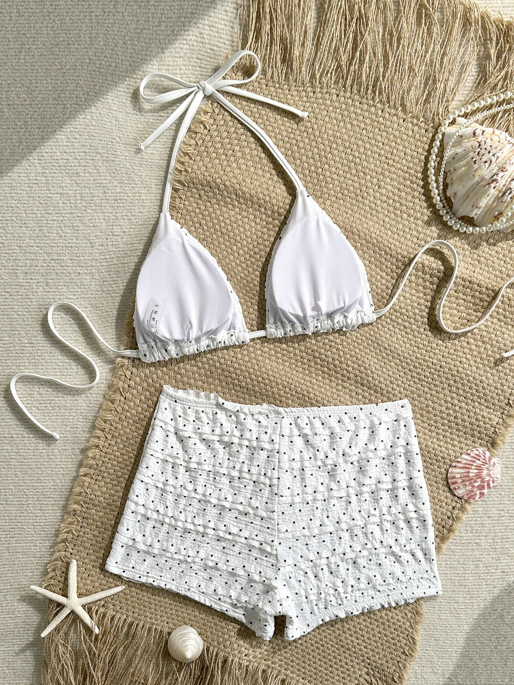 Women's Polka Dot Print Bikini Set | Lace Up Halter Back Tie Two-Piece Swimsuit