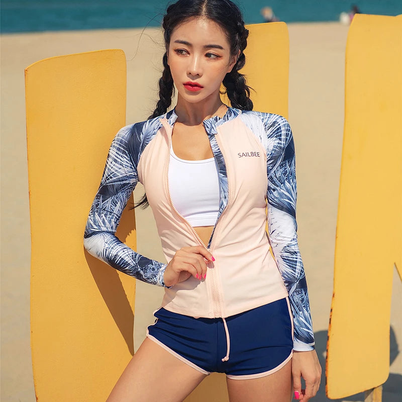 SailBee Women's Long Sleeve Rash Guard | UPF 50+ Quick Dry Surf Top