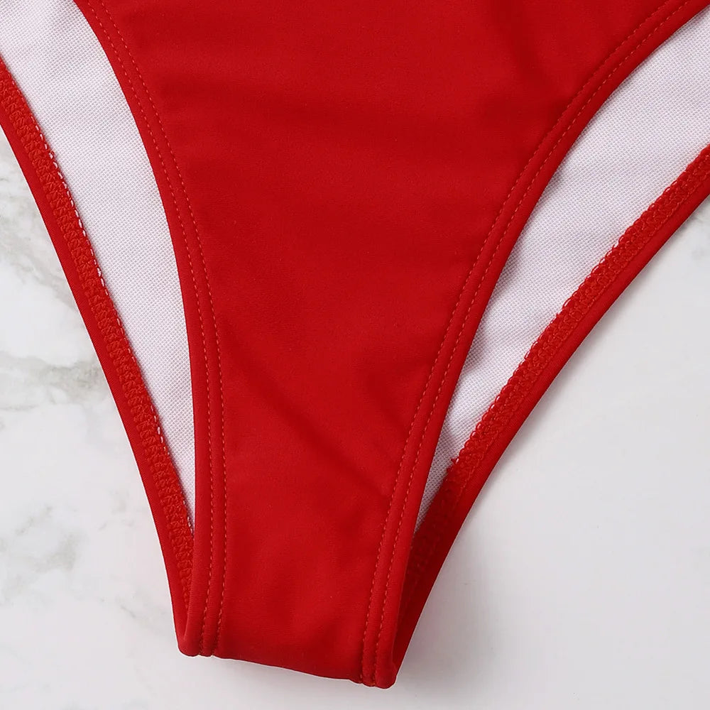 One Shoulder Ruffle Bikini Set - Solid High Waist Padded Swimwear for Women | 2025