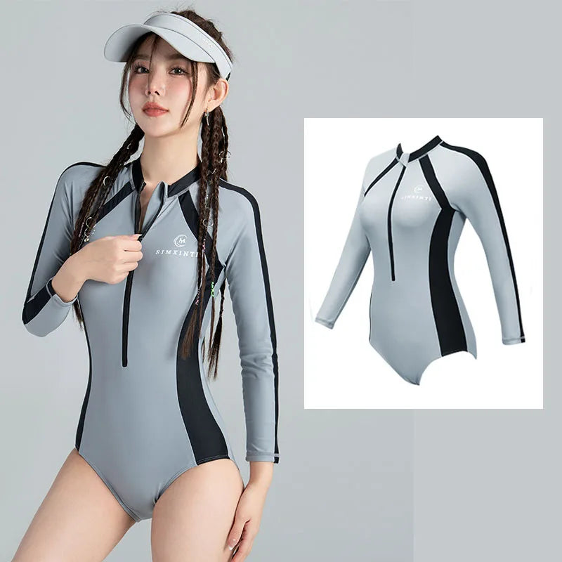 Women's Long Sleeve One Piece Swimsuit | UPF50+ Sun Protection Rash Guard
