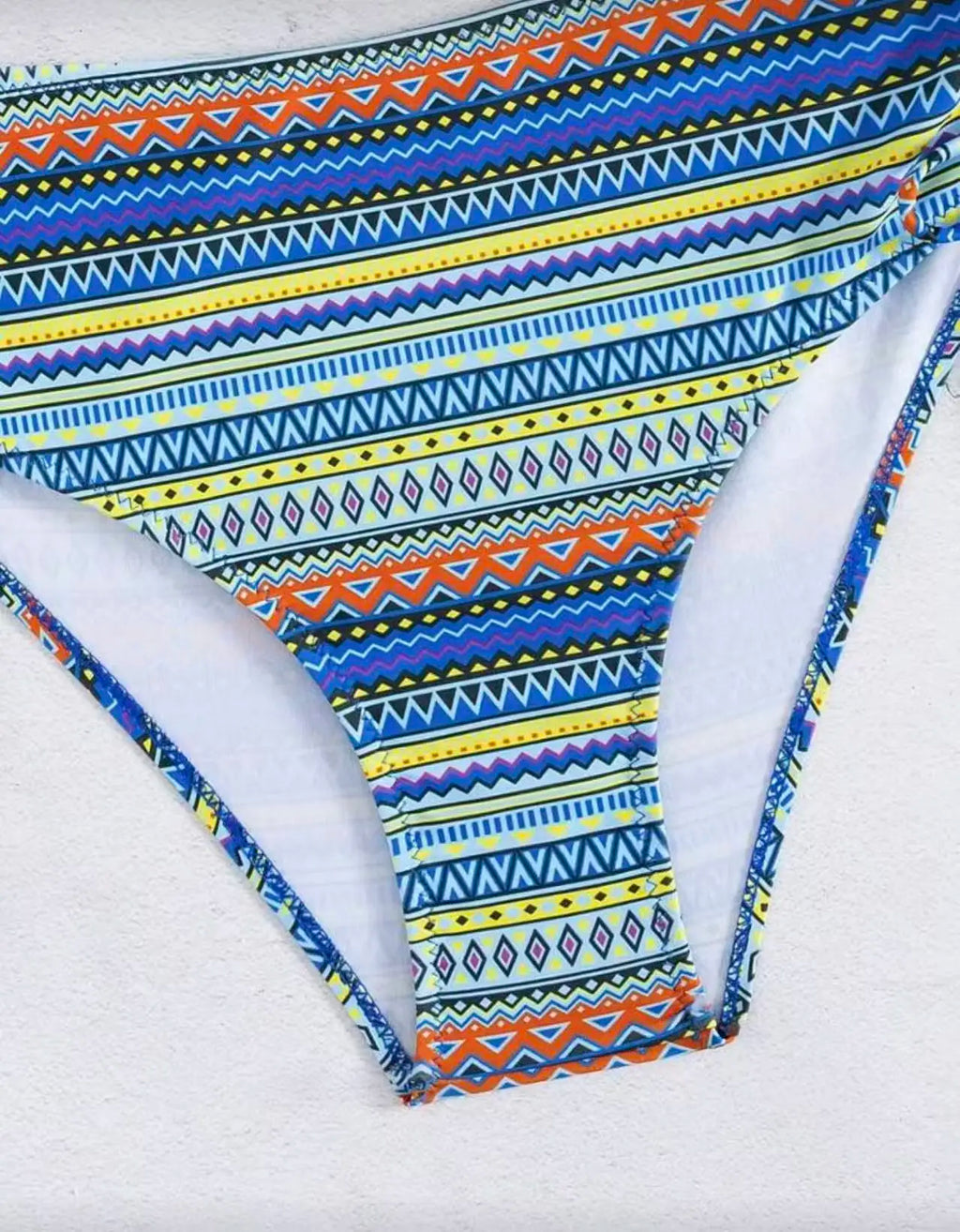 Women's Strappy High Waist Striped Bikini | Drawstring Swimwear