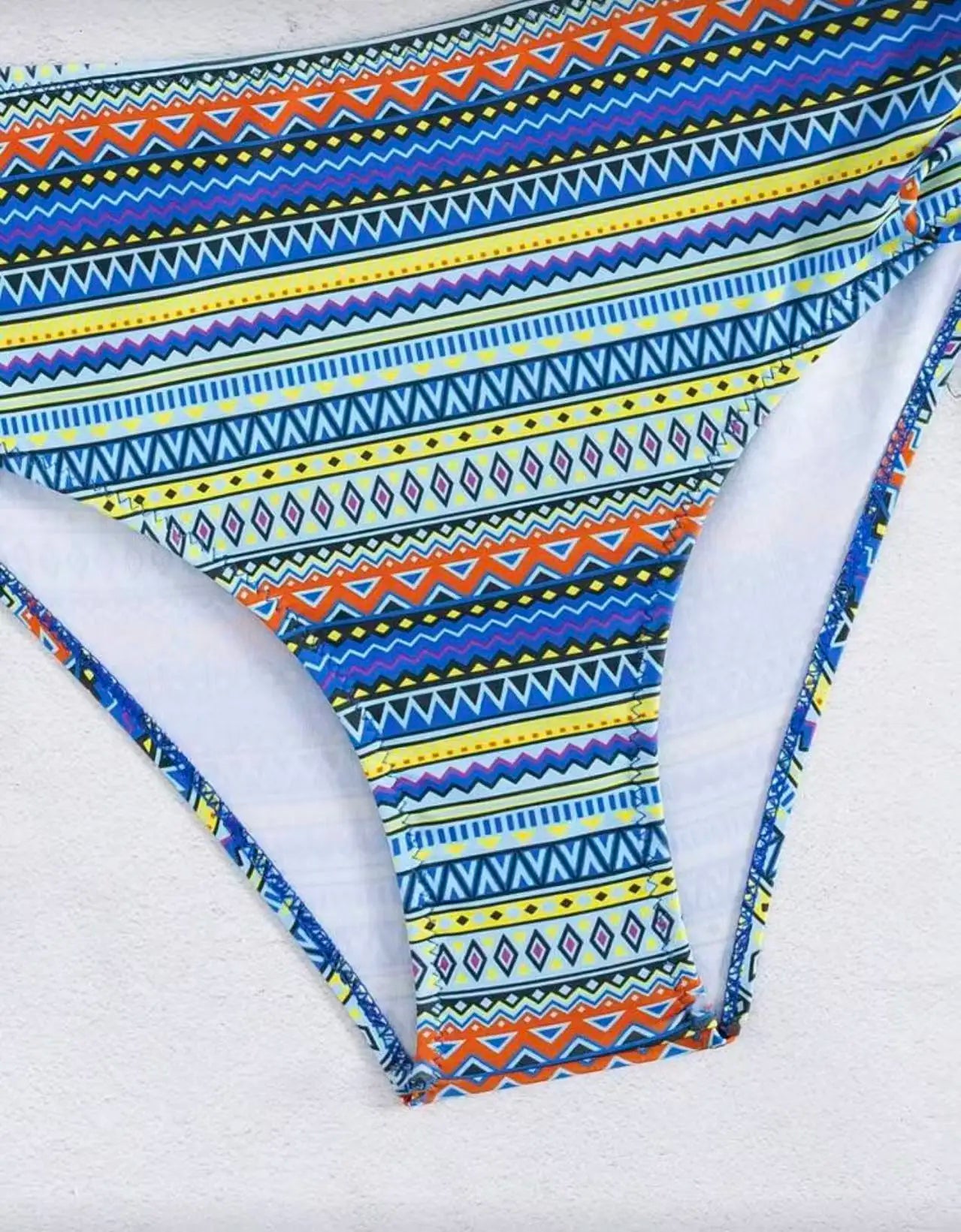 Women's Strappy High Waist Striped Bikini | Drawstring Swimwear