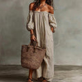 Women's Striped Patchwork Maxi Dress | Slash Neck Elegant Summer Party Wear