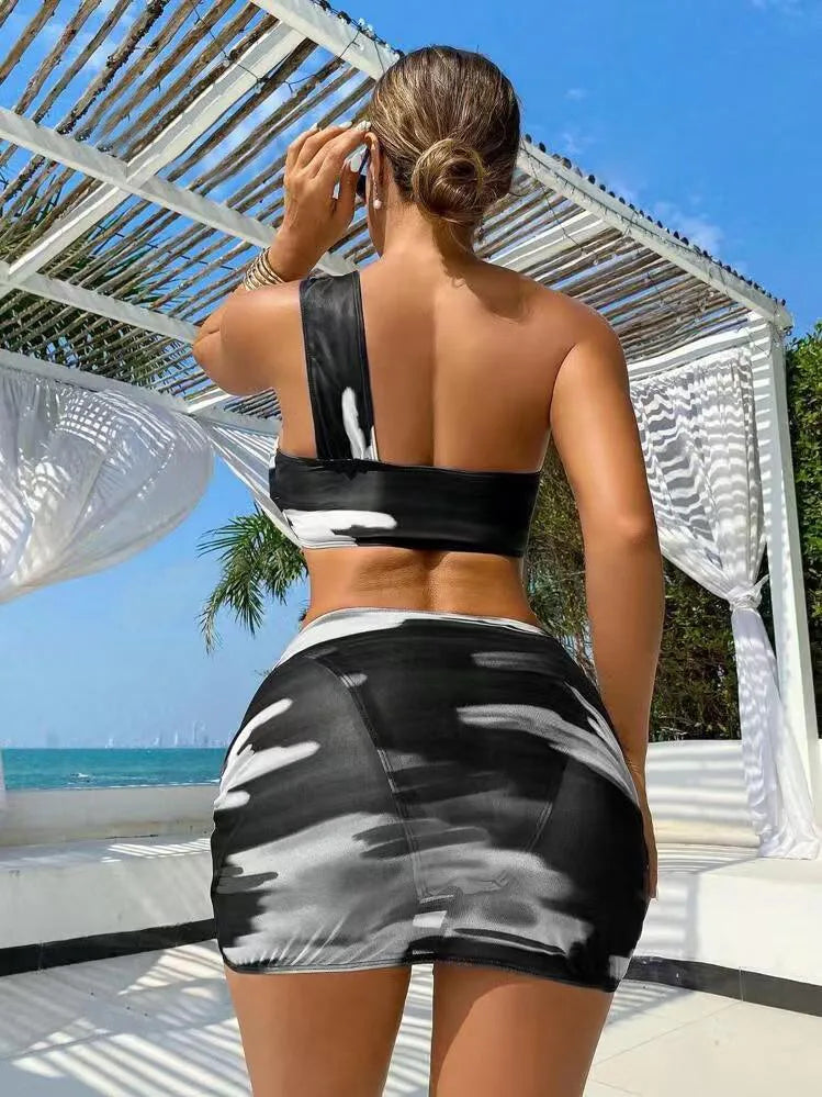 Tie-Dye Printed 3 Piece Bikini Set - Women's Split Swimsuit for Summer Beach