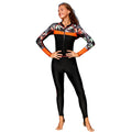 Women's Quick-Dry One Piece Swimsuit with Long Sleeves & Front Zipper for Sun Protection