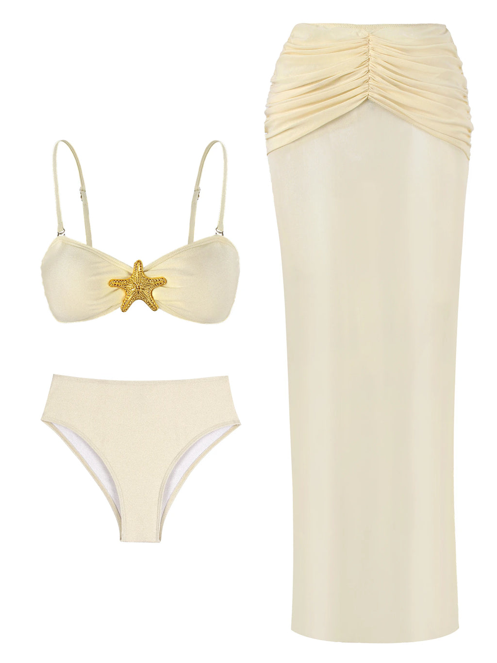 Women's 3 Piece Beach Set - with Long Skirt Cover up
