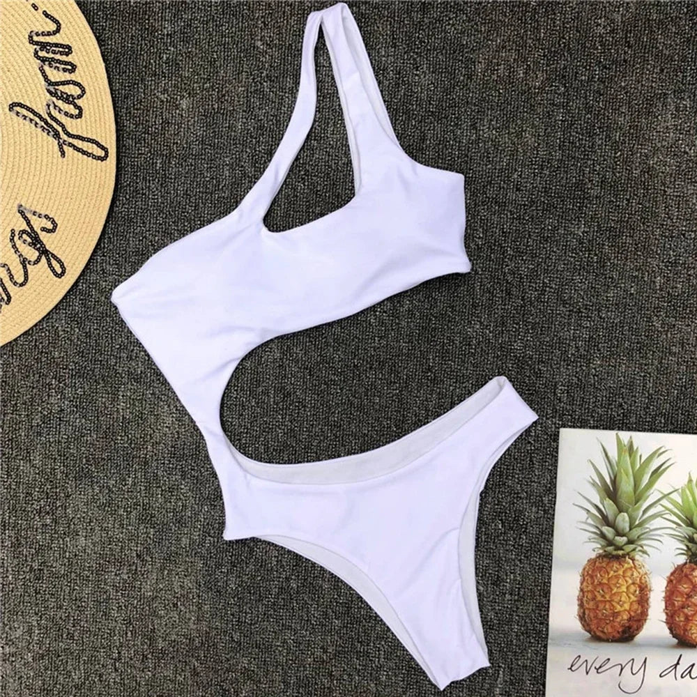 Women's Asymmetric One Shoulder One Piece Swimsuit | High Cut Monokini Swimwear