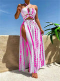 Tie Dye 3 Piece Bikini Set for Women - Cross Halter Swimsuit with Cover Up