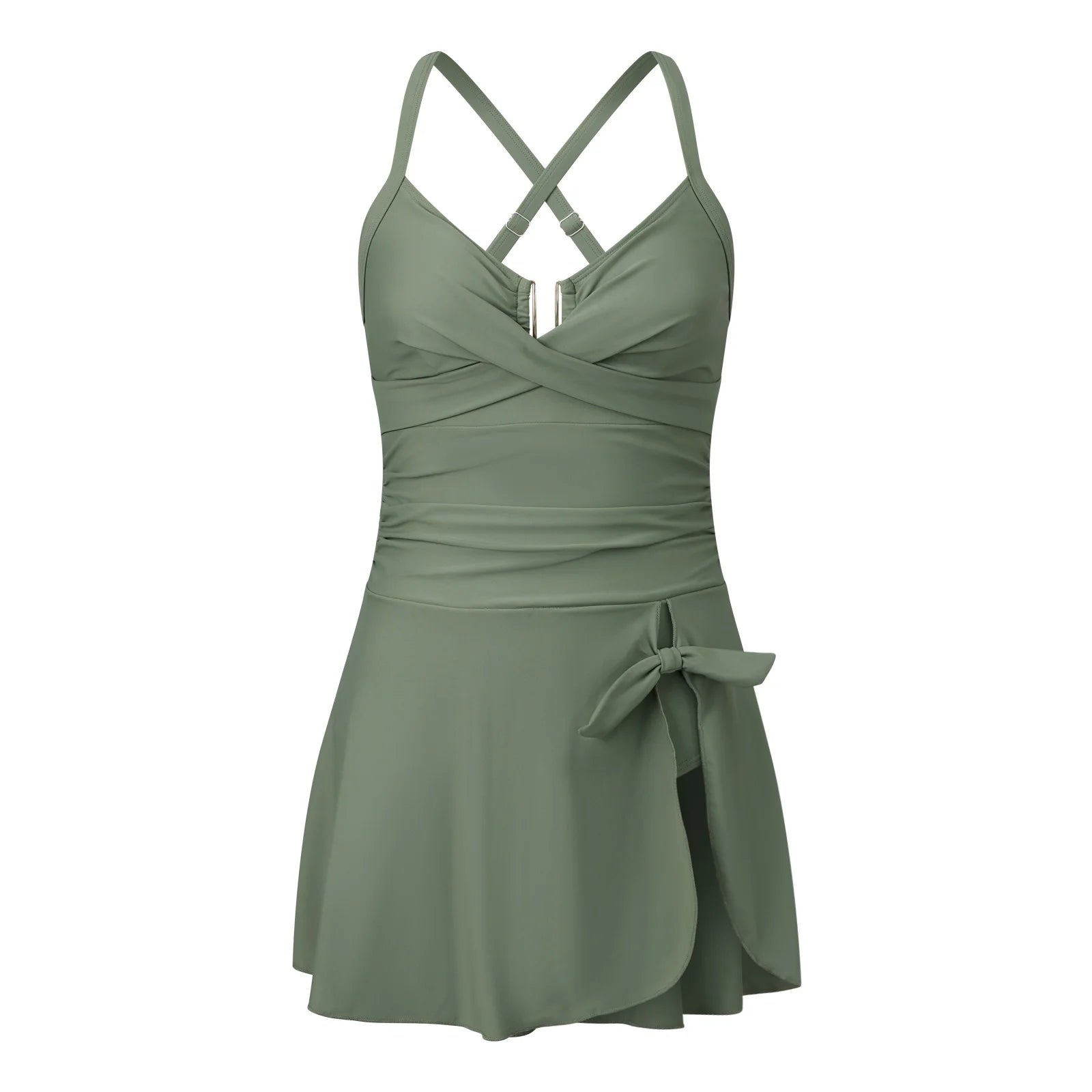 Women's High Waist Swim Dress | Tummy Control Push Up Monokini with Ruched Detail