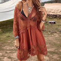 Women's Mesh Lace Cover Up Dress | Deep V-Neck Beach Swimsuit Set