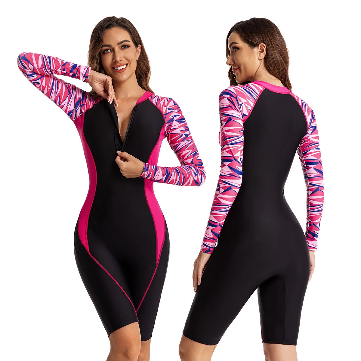 Sport Style Jumpsuit Swimsuit - Women's Long Sleeve One Piece for Surfing & Swimming