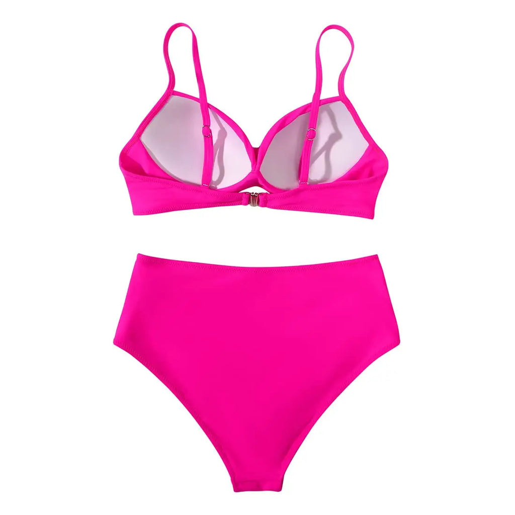 Vintage Print High Waist Bikini - Women's Push Up Swimsuit for Summer Beach