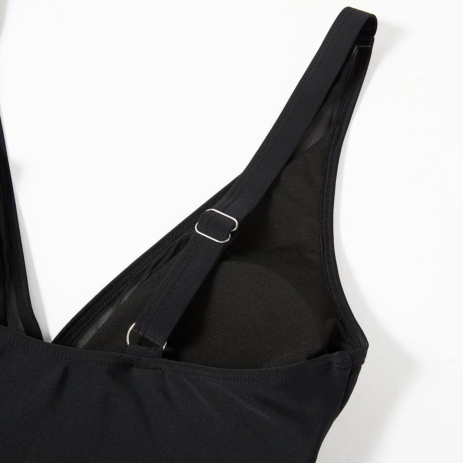 Deep V Neck One Piece Swimsuit - Removable Bra Plain Monokini for Women