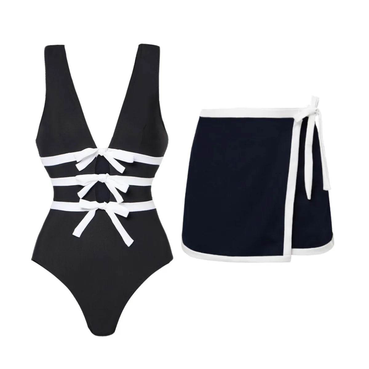 Women's Strapless One-Piece Swimsuit Set | With Shorts Two-Piece Beachwear