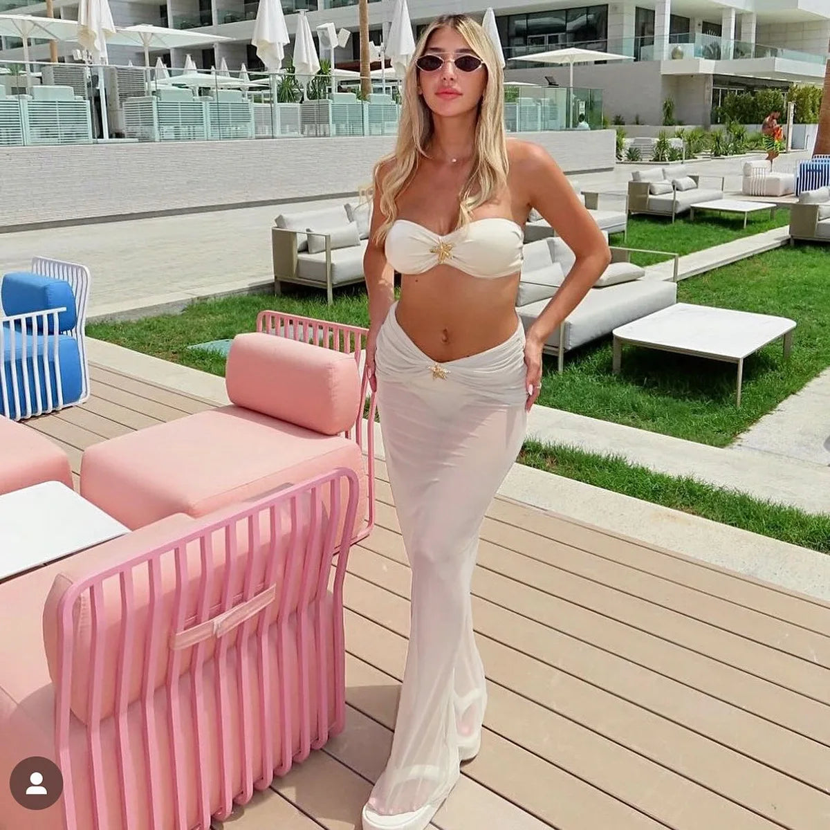 Sexy Lace-Up 3 Piece Bikini Set - Printed Push Up Swimsuit with Skirt for Women