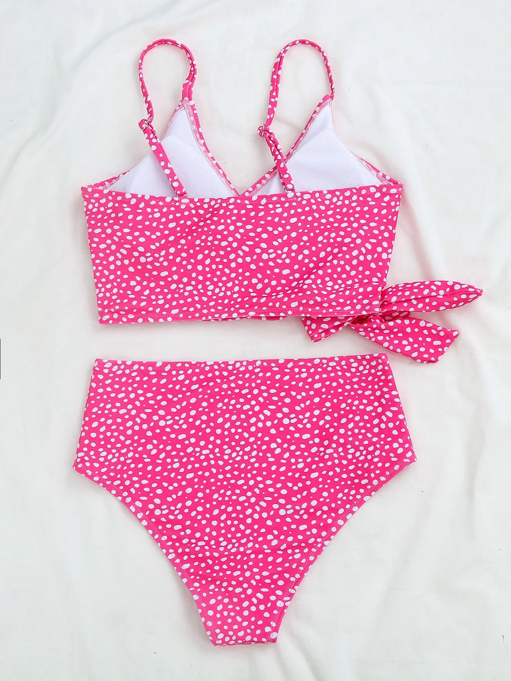 Women's Dot Print Bikini Set | High Waist Brazilian with Push Up & Lace Up