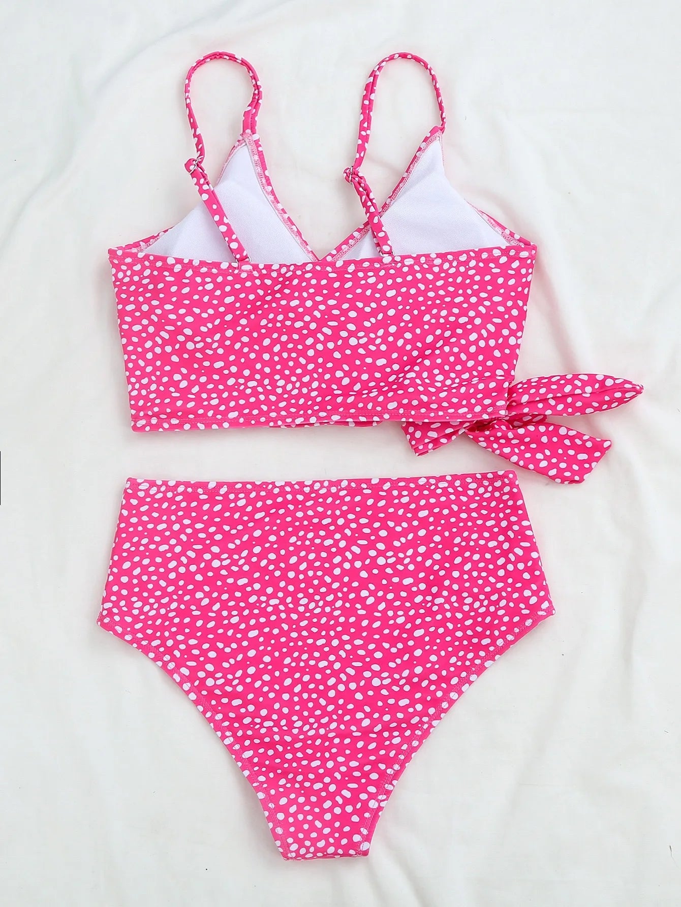 Women's Dot Print Bikini Set | High Waist Brazilian with Push Up & Lace Up