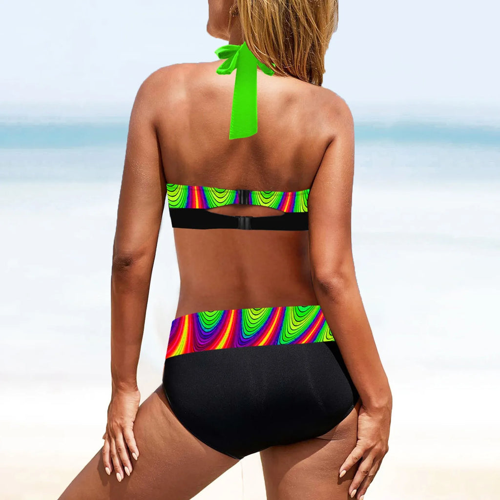Color Block High Waist Bikini Set | Sexy Brazilian Swimsuit for Women