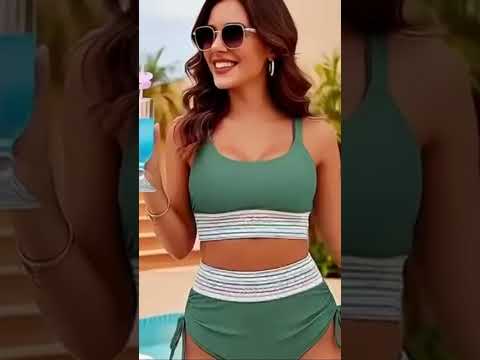 Solid Color Drawstring Bikini Set - High Waist Patchwork Separate Swimwear for Women
