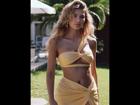 Women's Asymmetrical 3 Piece Bikini Set - Twist Bandeau Low-Rise Gold Bathing Suit