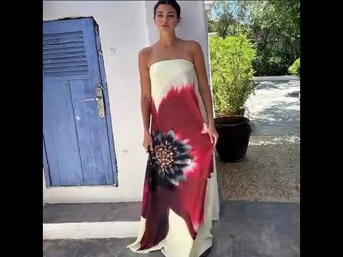 Yellow Floral Maxi Dress - Sexy Strapless & Backless with Belt | Vacation Party Beachwear