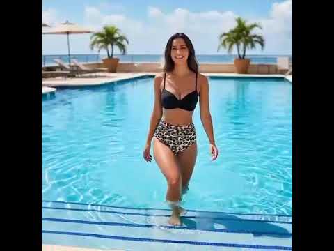 Vintage Print High Waist Bikini - Women's Push Up Swimsuit for Summer Beach