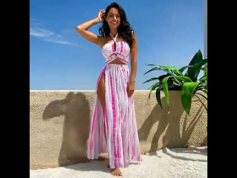 Tie Dye 3 Piece Bikini Set for Women - Cross Halter Swimsuit with Cover Up